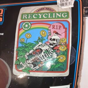Steven Rhodes Plush Throw Blanket Learn About Recycling Skeleton Graphic NWT